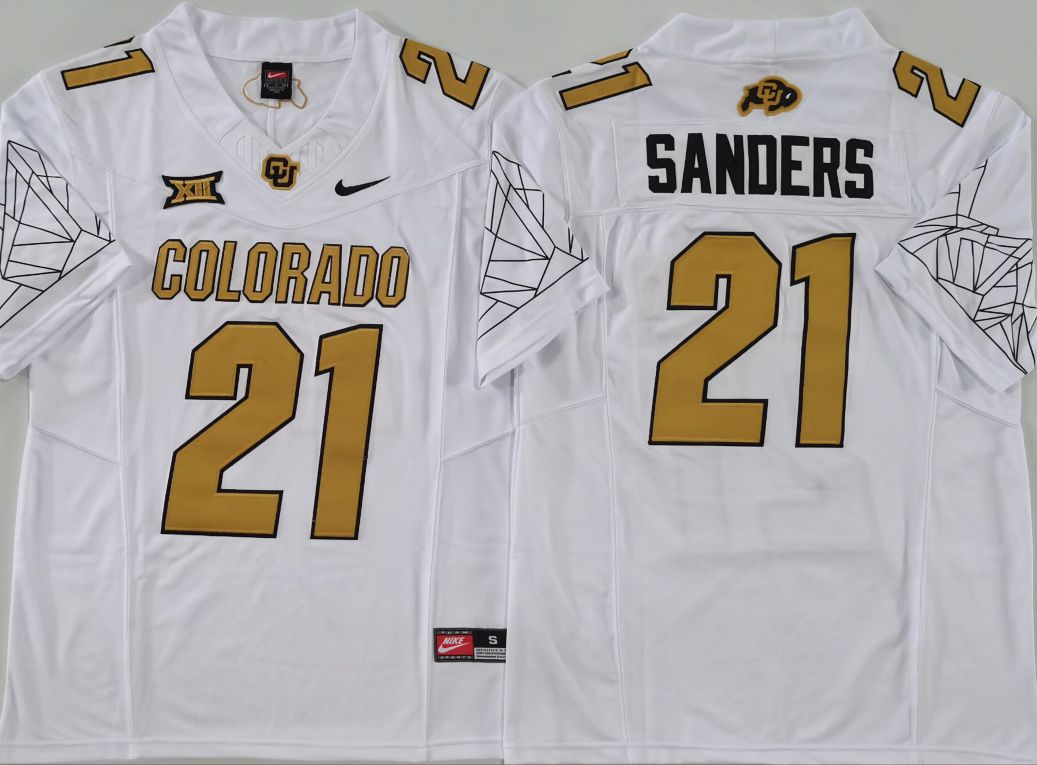 Men Colorado Buffaloes #21 Sanders White 2025 Nike Limited NCAA Jersey style 2